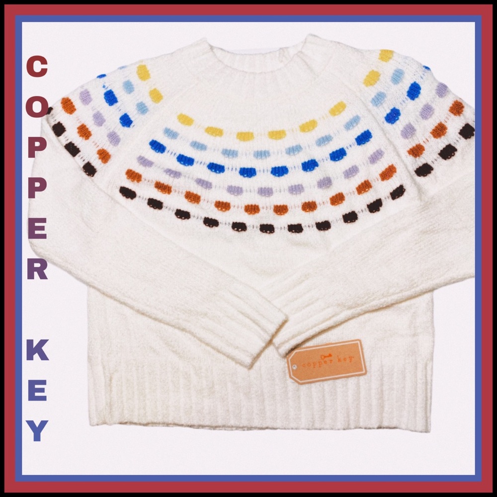 NWT COPPER KEY IVORY so SOFT SWEATER BIG DOT Detail Size S
